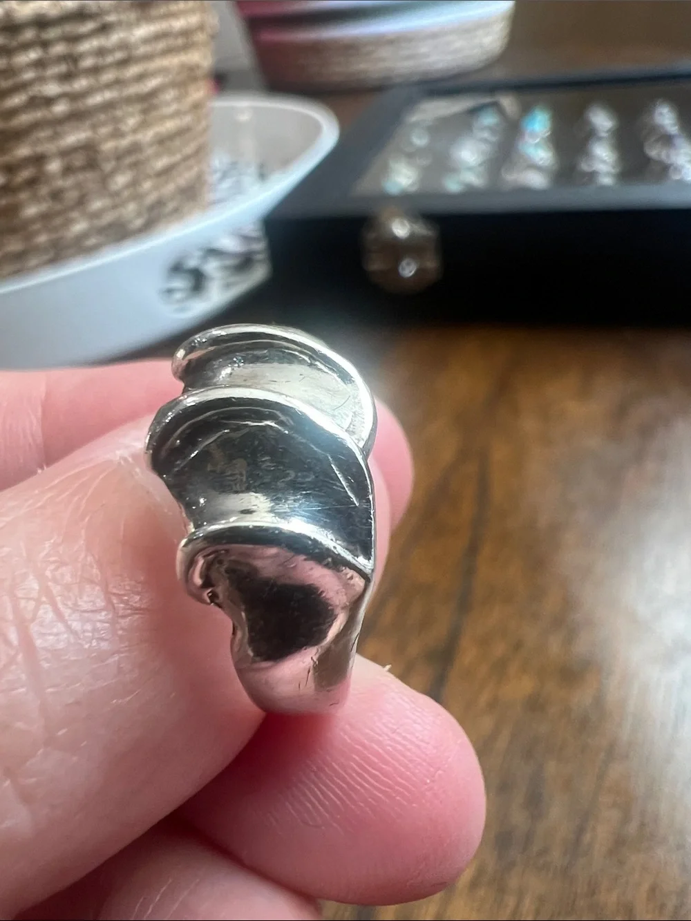 Contemporary Sculpted Sterling Silver Band Ring - 6 3/4